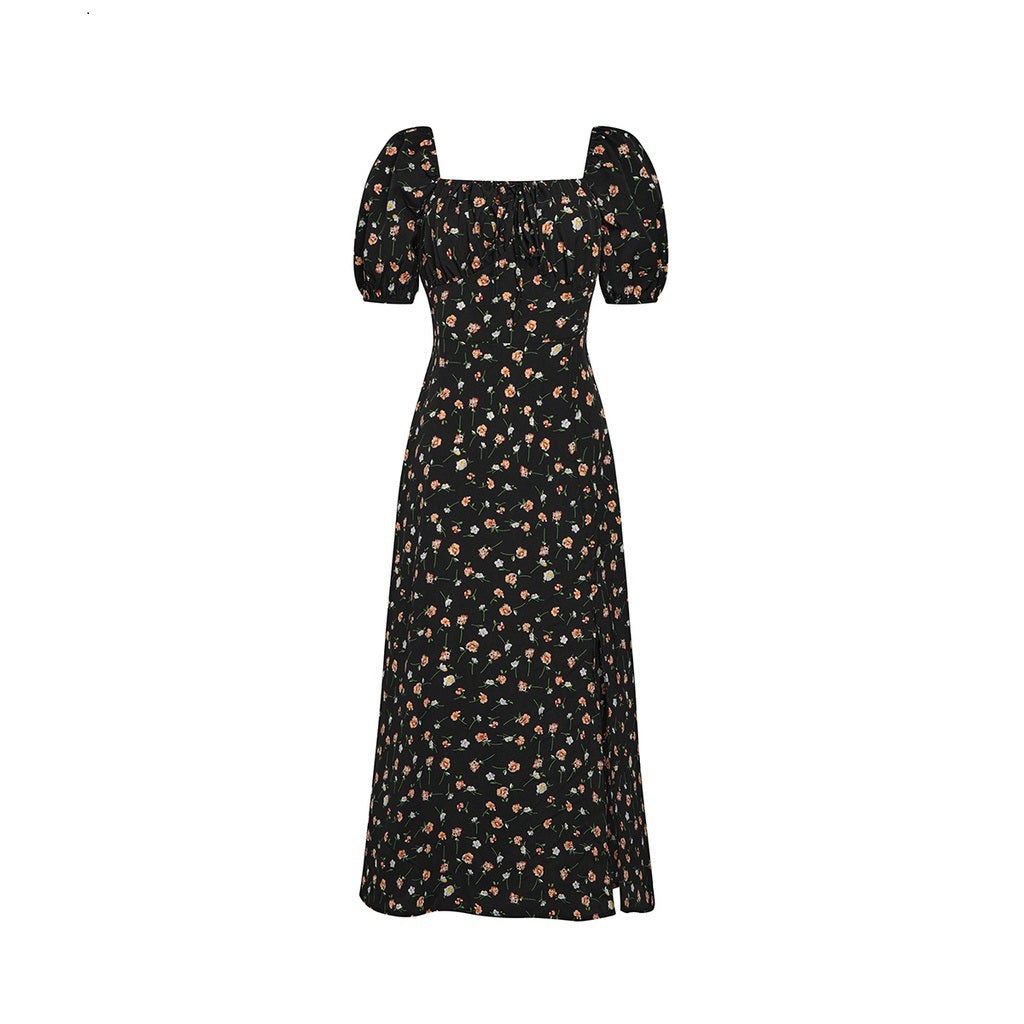 Vestido Feminino Floral Preto